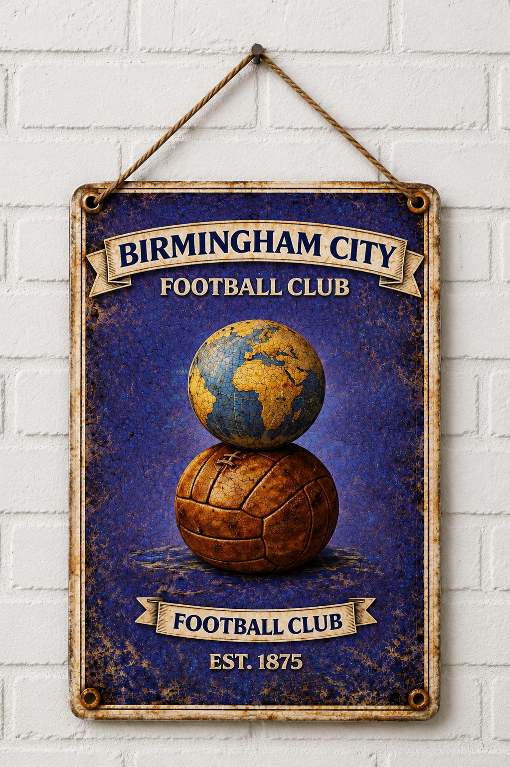 Birmingham City Retro Wooden Sign