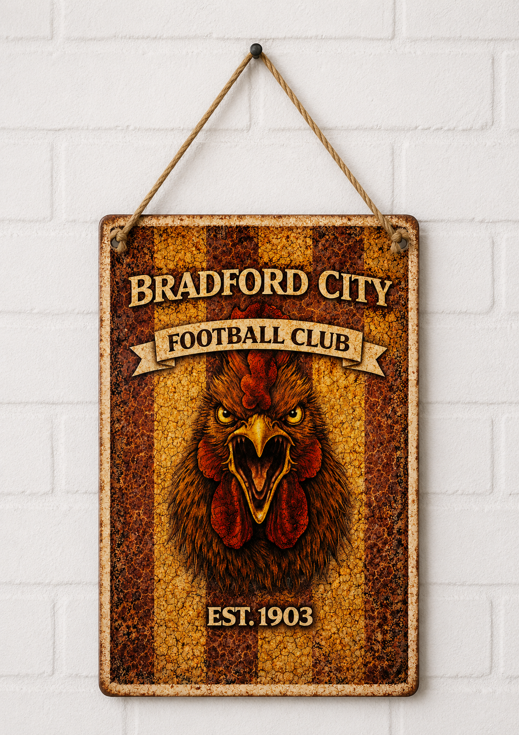 Bradford City Retro Wooden Sign