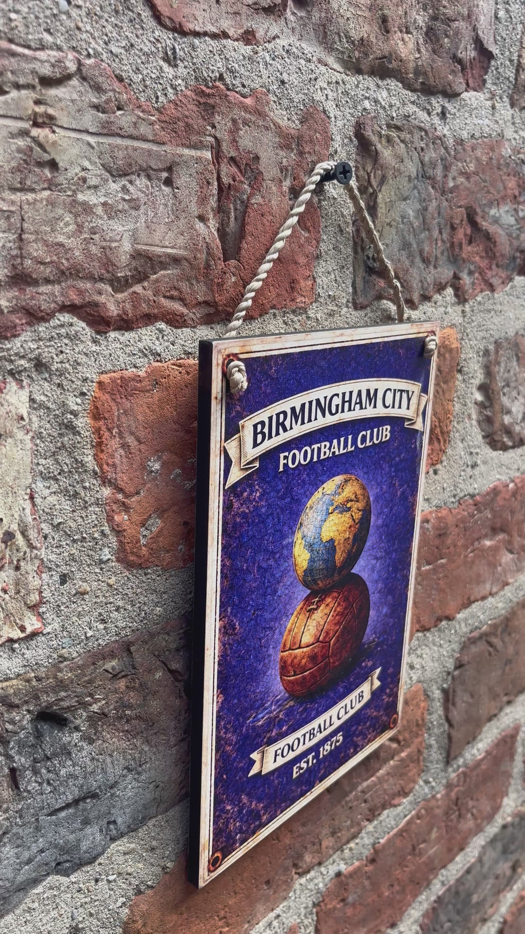 Birmingham City Retro Wooden Sign
