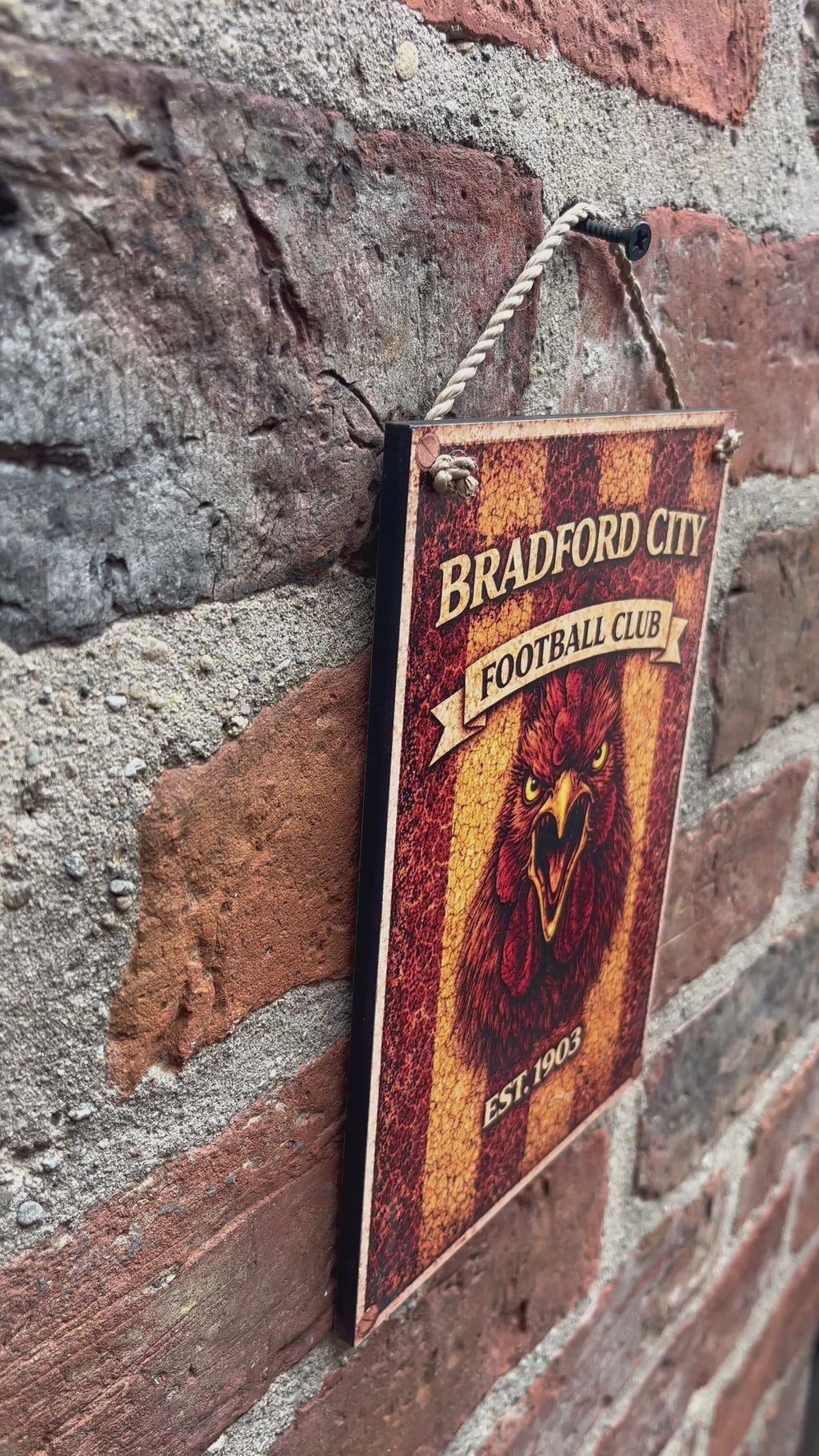 Bradford City Retro Wooden Sign